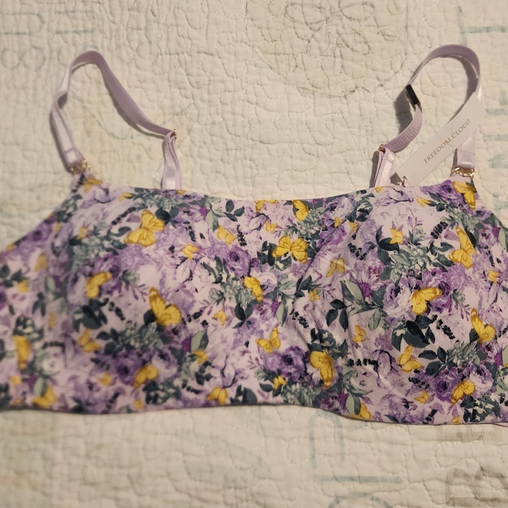 NWT Victoria's Secret Love cloud Butterfly Rose Print bra XL